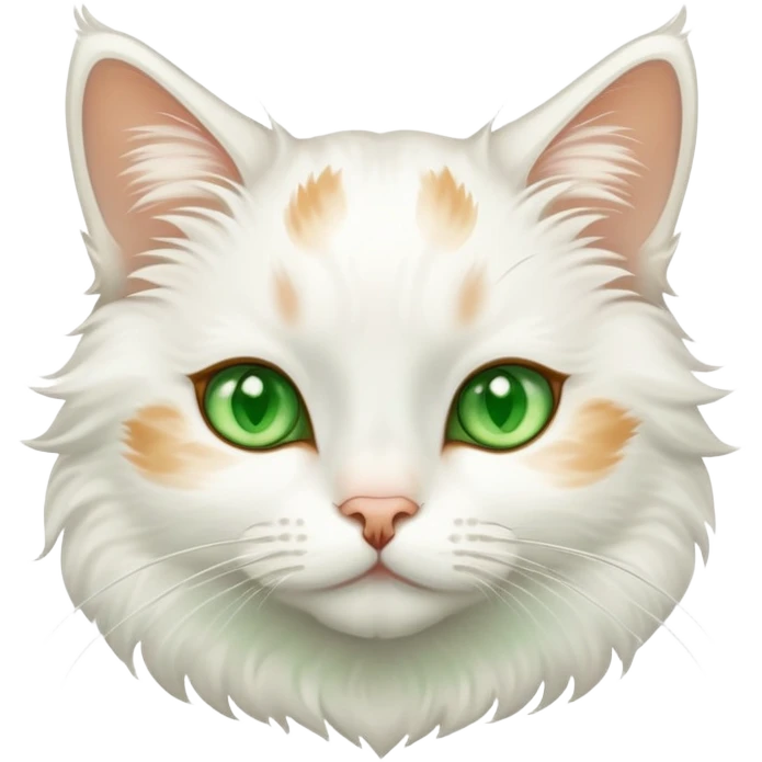 White cat with tan spots and green eyes emoji