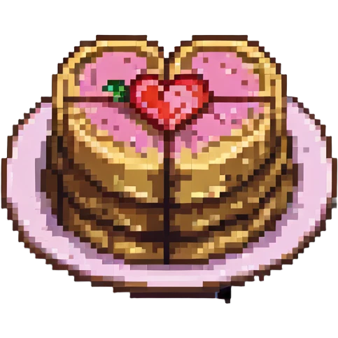 heart shaped pancakes, pixel art style emoji