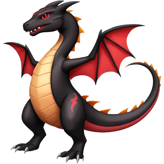 Black lanky elegant handsome cool beautiful Shiny-Charizard-Salazzle-Seviper-Salandit-fusion emoji