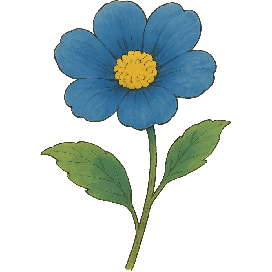 blue flower in ghibli style emoji