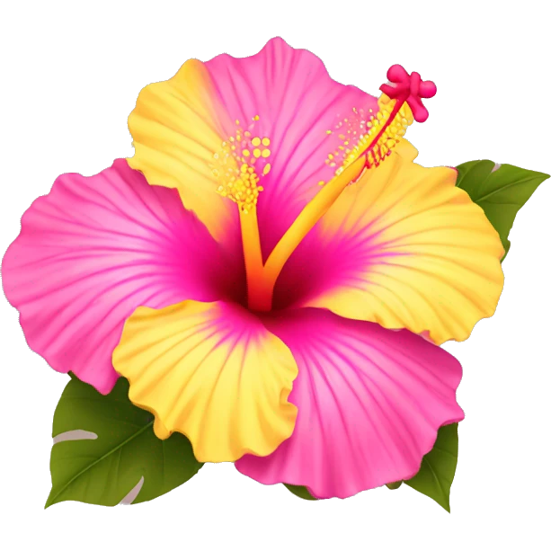yellow and pink hibiscus flower emoji