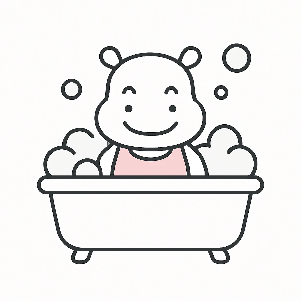 happy hippo with bubbles in bathtub emoji