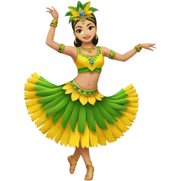bailarina de samba de brasil cuerpo entero bailando quiero que lleve colores amarillos y verdes  emoji