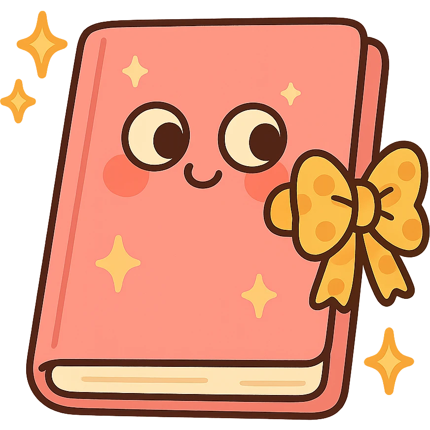 cute pink diary with sparkles and a bow, pastel colors emoji