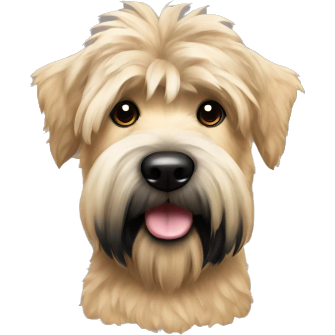 Wheaten terrier with long fluffy hair, black ears and black chin emoji
