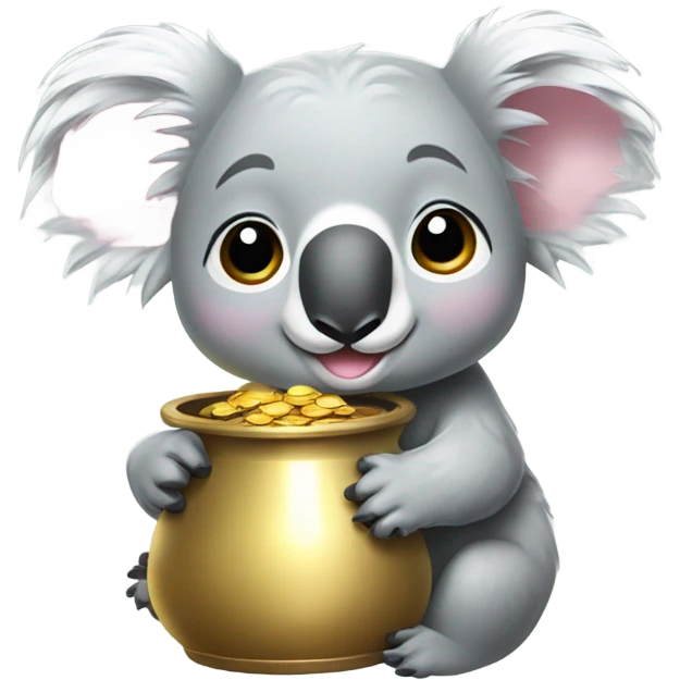 light pink bow on a koala head holding pot of gold emoji