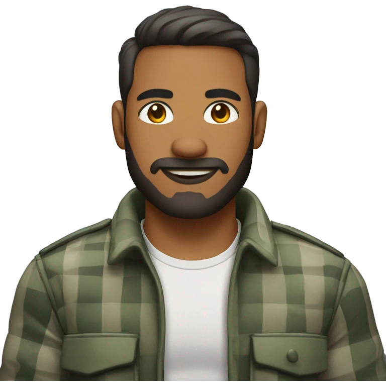 muscular mixed race software developer wearing lumberjack shirt military emoji