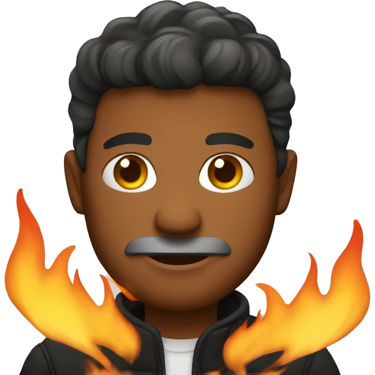 a man with fire emoji