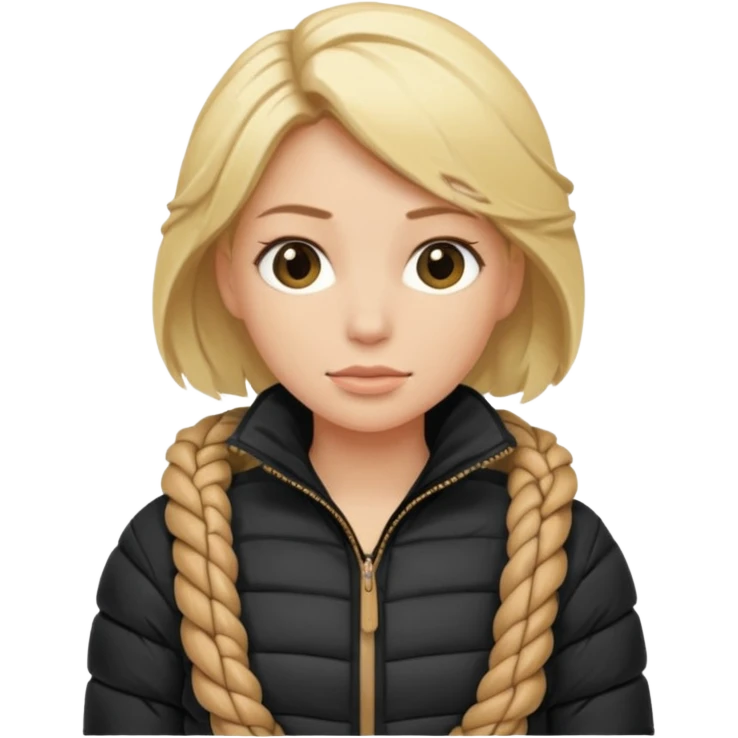blond female emoji wearing a black down jacket, wraped in ropes emoji