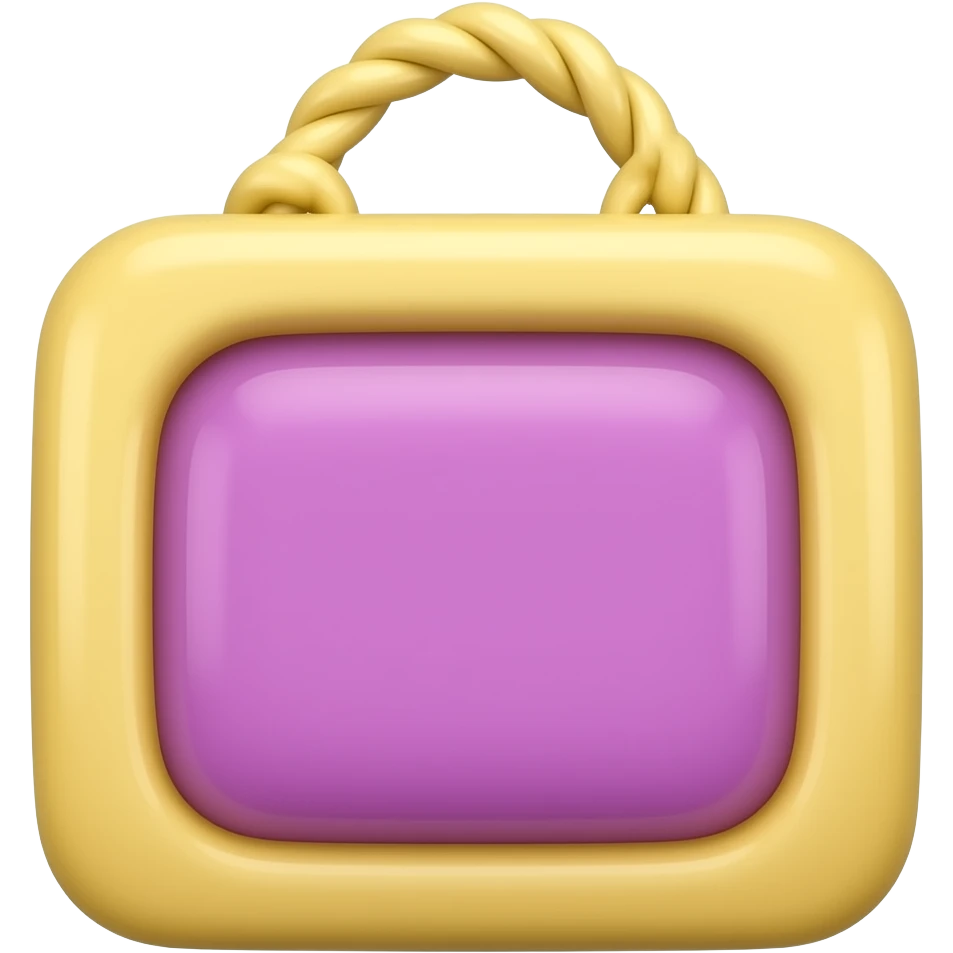 yellow and purple  tali wall decor with a soft curved rope at the top and a square at the bottom inspired by Barbie colour palette emoji