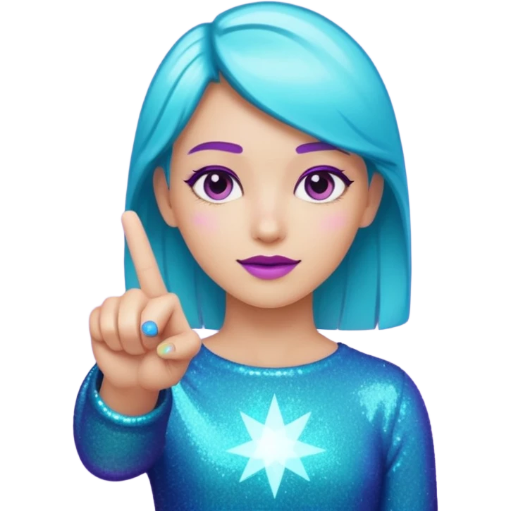 Glitter Roxo e Ciano Dedo apontando pro lado emoji