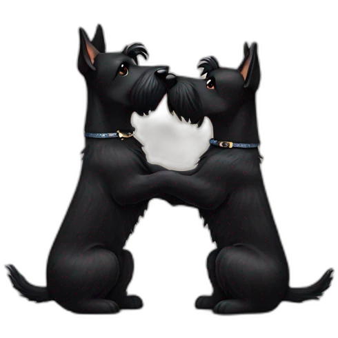 Two black Scottish terrier kissing emoji