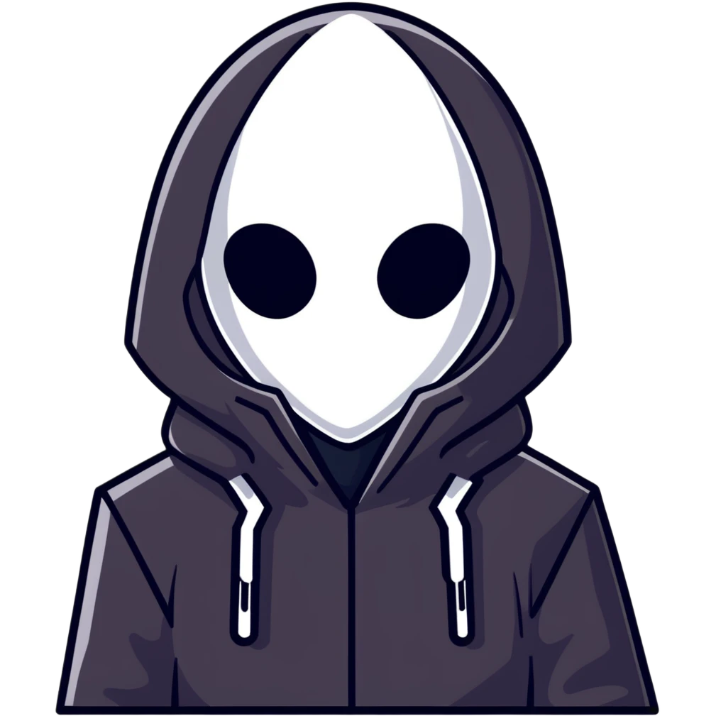 Squid Game Front Man with black geometric mask and black coat emoji