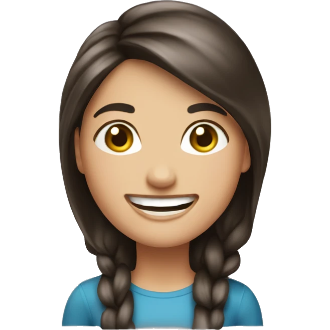 Brunette woman, laughing ￼ emoji