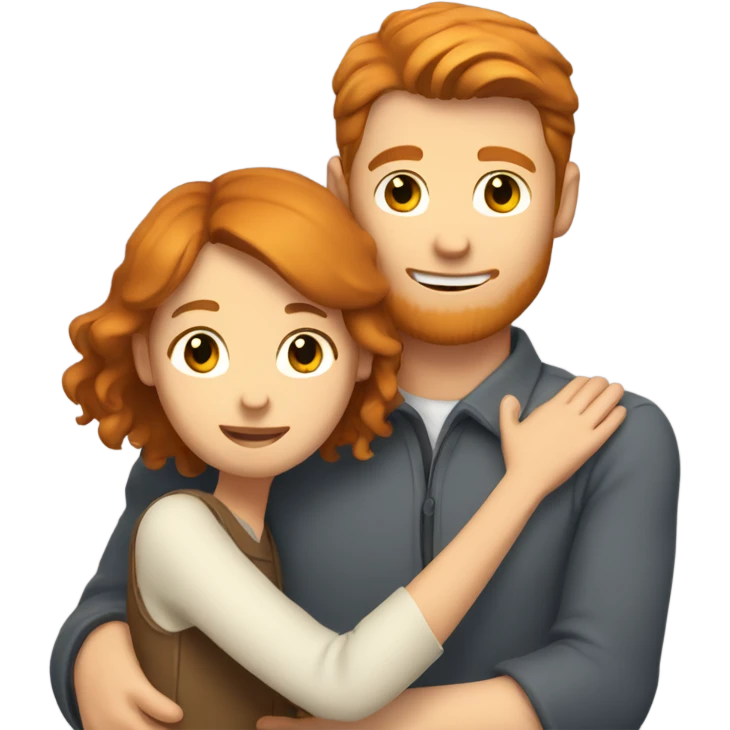 Brown hair girl hugging ginger White guy emoji