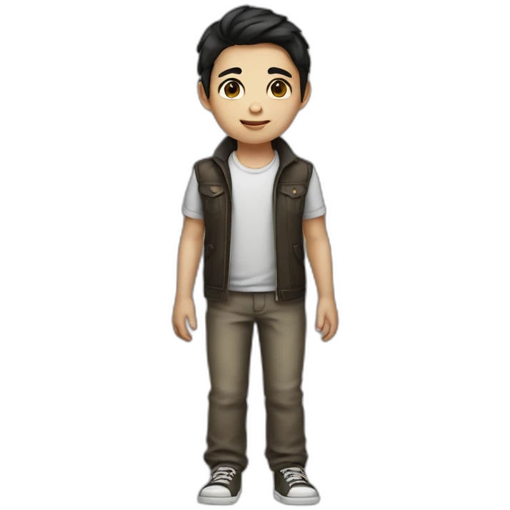kid with dark hair5 and white skin full length emoji