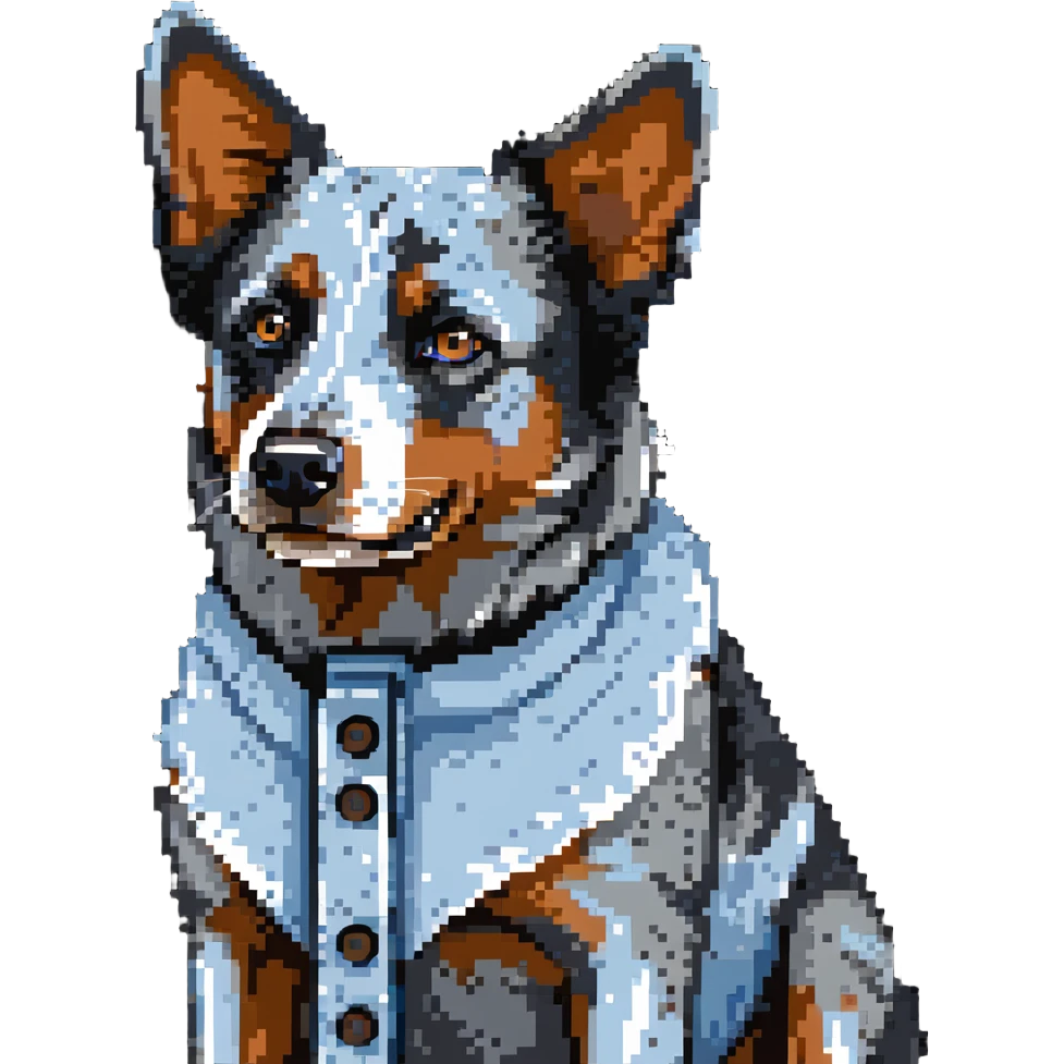 head shot of blue heeler cattle dog with distinctive blue-gray speckled coat emoji