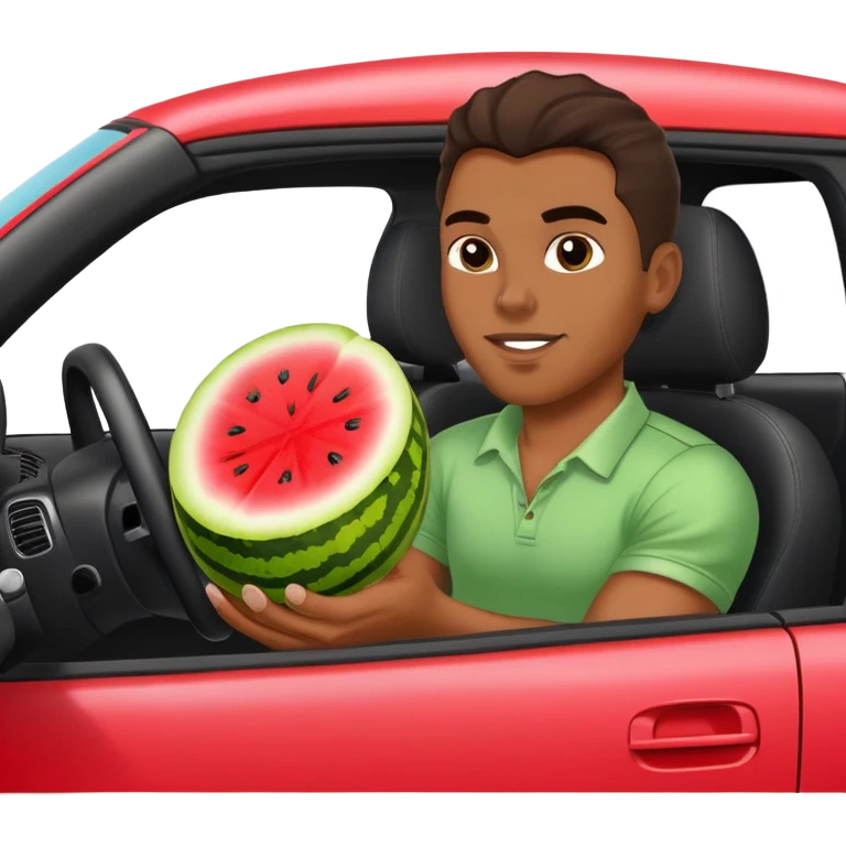 Black man driving hellcat and eating watermelon  emoji