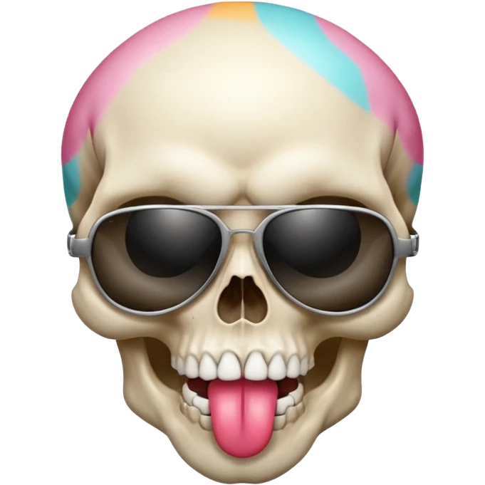 Skull wearing sunglasses and tongue sticking out emoji