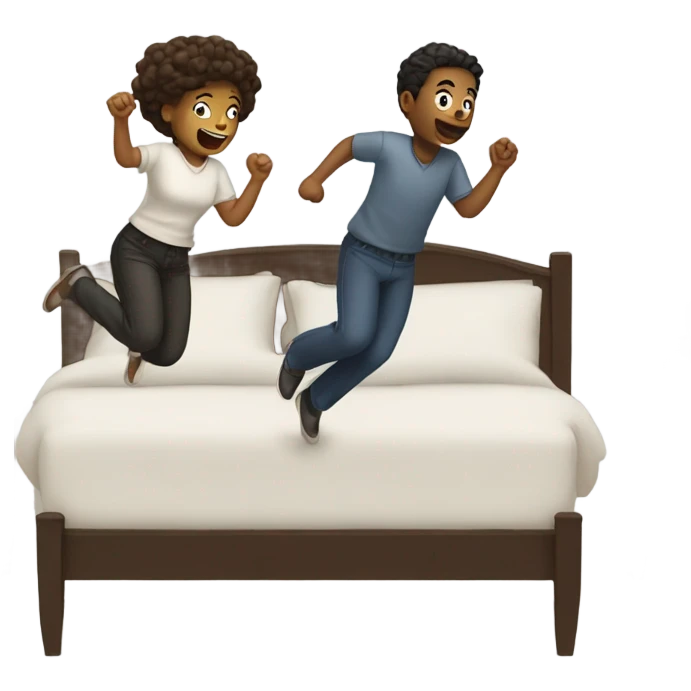 two people jumping on bed emoji
