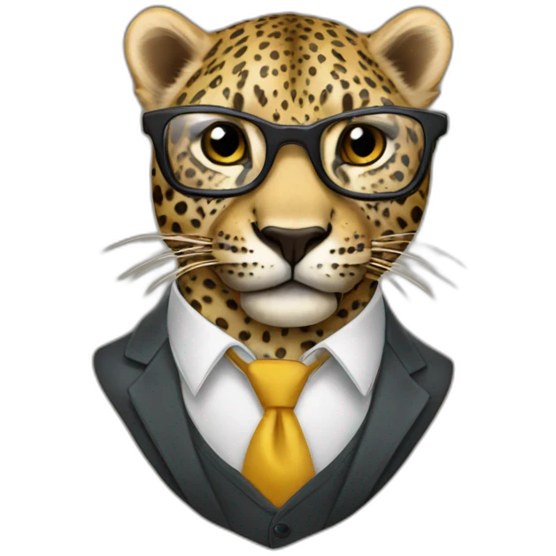 leopard in suit and glass emoji