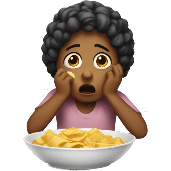 Crying while eating food emoji