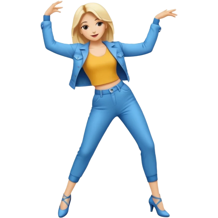full body emoji of a fashionable blonde woman in a dynamic dance pose emoji