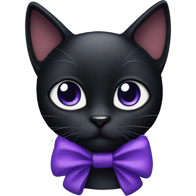 black cat with purple bow emoji