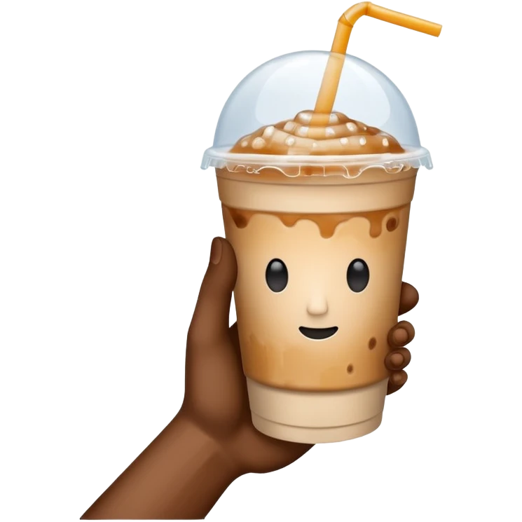 a white hand holding an iced coffee but just the hand and the cup, no faces emoji