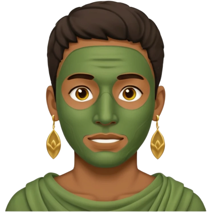 green clay mask man with earrings emoji