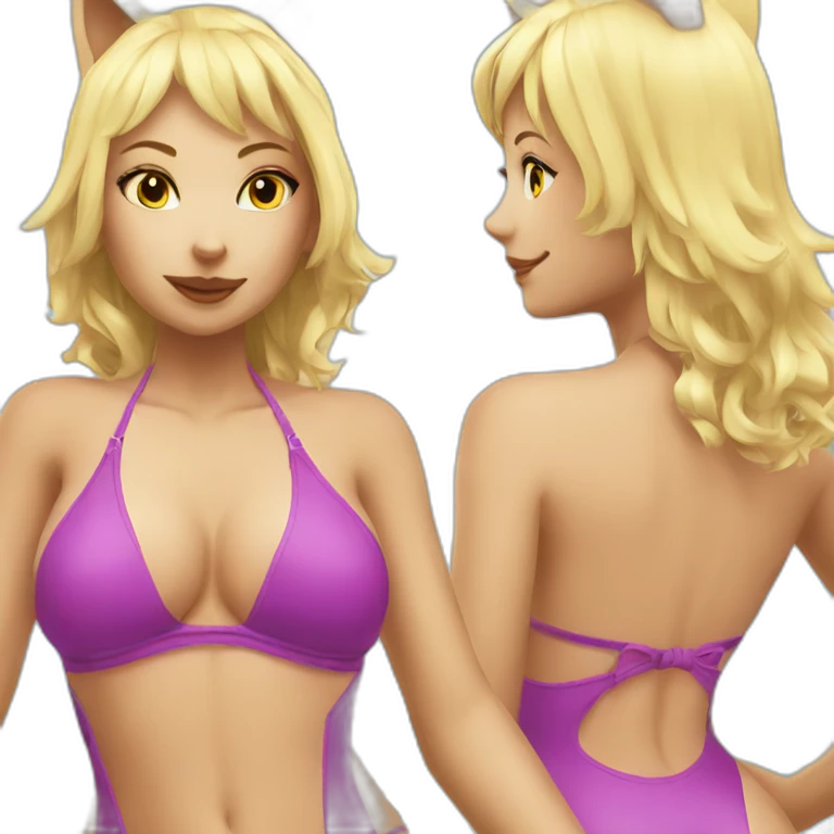 hot catgirl blonde swim suit emoji