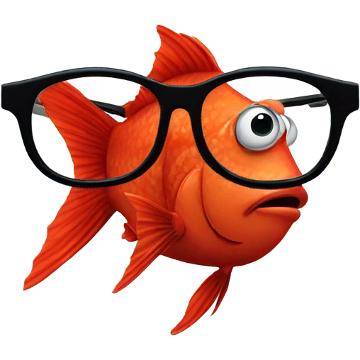 a red fish with glasses emoji