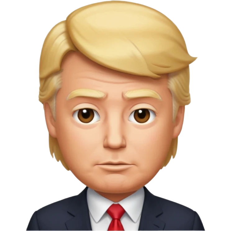 Donald Trump emoji style, close-up face, signature hairstyle, suit emoji