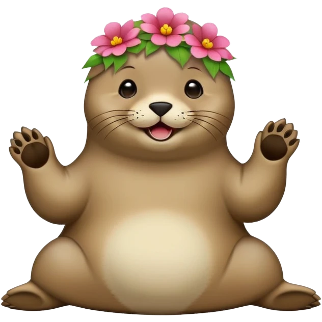 Whole body Seal with flower on the head emoji