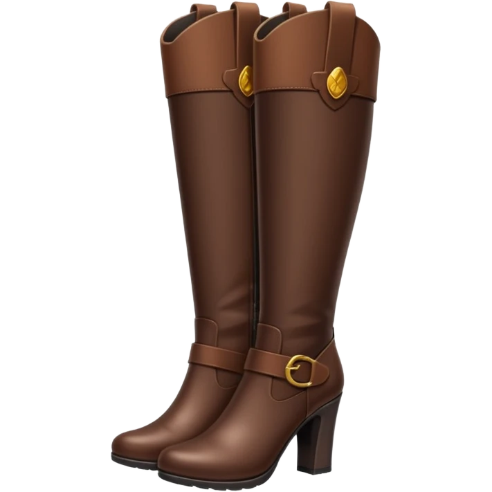 Dark brown tall leather boots with heels emoji