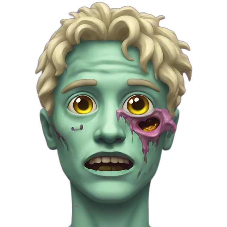 Vaporwave person, half person face half zombie face emoji