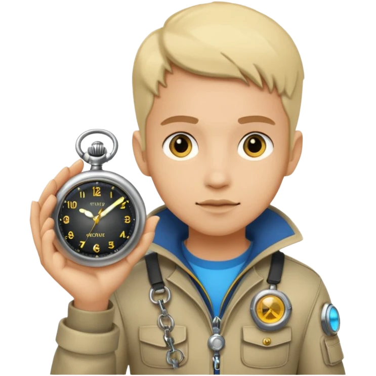 future Explorer with futuristic pocket watch emoji