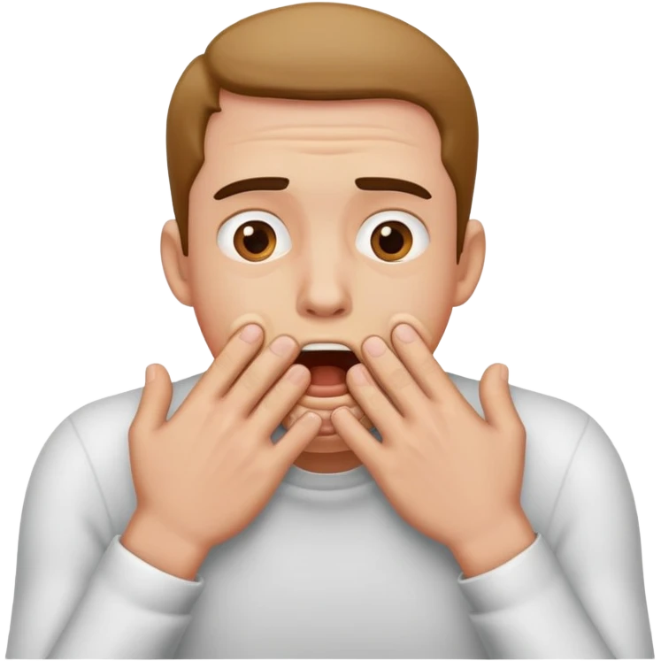 man choking himself with 2 hands emoji