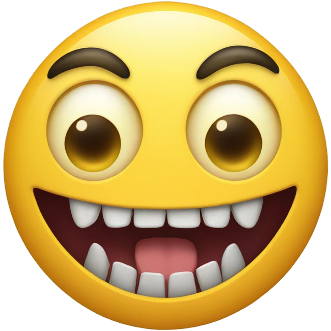 Yellow circle with its mouth open very big with sharp teeth and very small eyeballs emoji