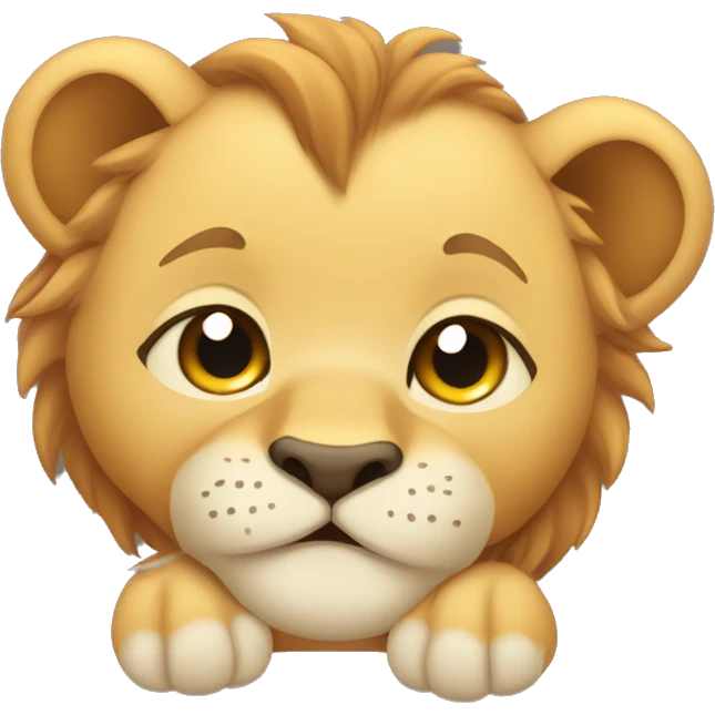cute lion cub lying on his back emoji