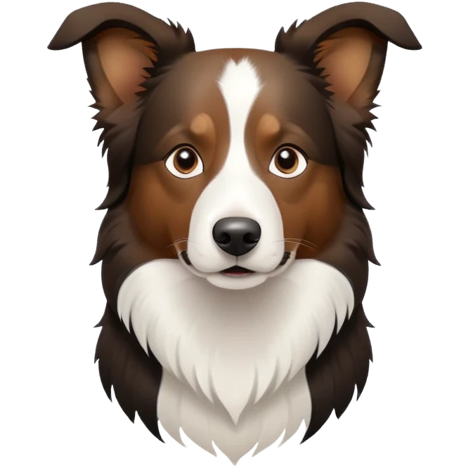 Border collie dog with only one black ear emoji