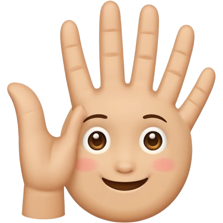 cute waving hand emoji with a subtle smile on the palm, only the hand, expressive and friendly emoji