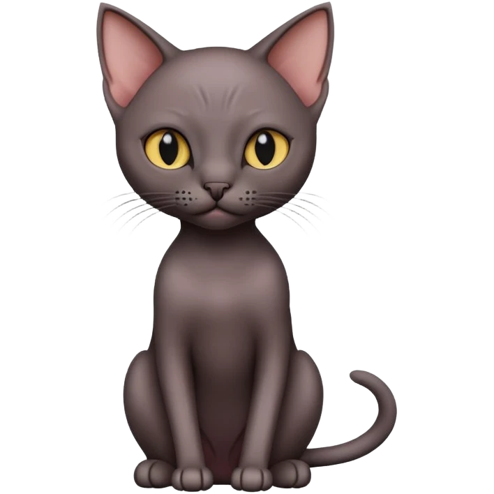 Dark hairless cat sitting emoji