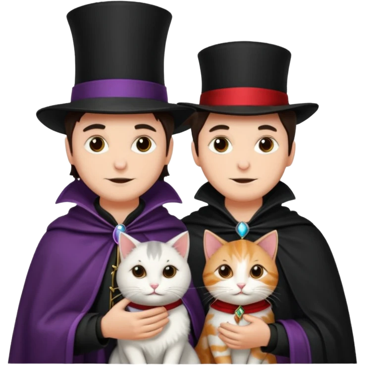magician couple and their pet cat emoji