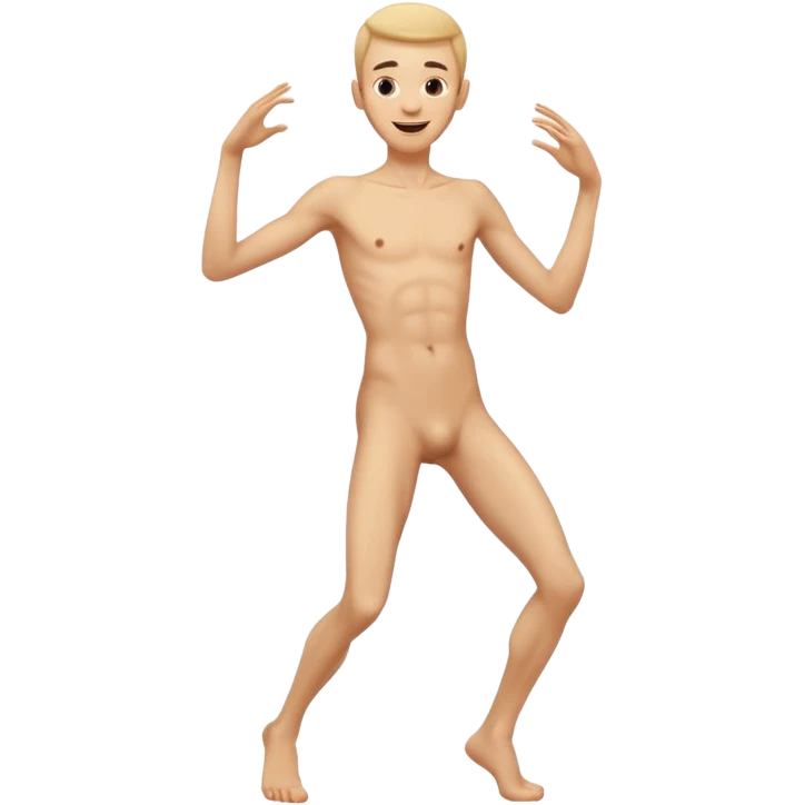 Skinny naked guy dancing happy emoji