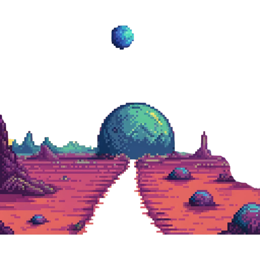 pixel art of a distant planet, vibrant colors, space background emoji