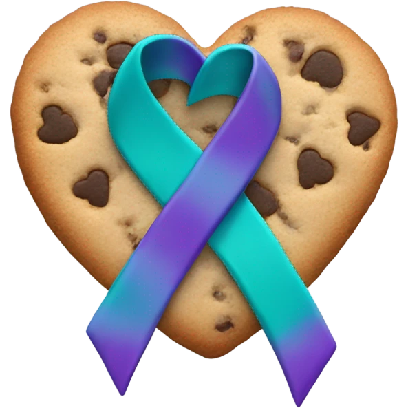 Purple teal Suicide awareness ribbon, cookie heart emoji