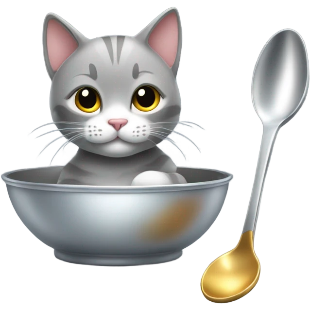 The cat and the cradle in a silver spoon  emoji