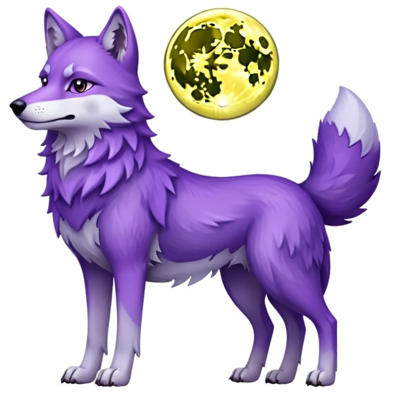 Un lobo violeta con una luna emoji