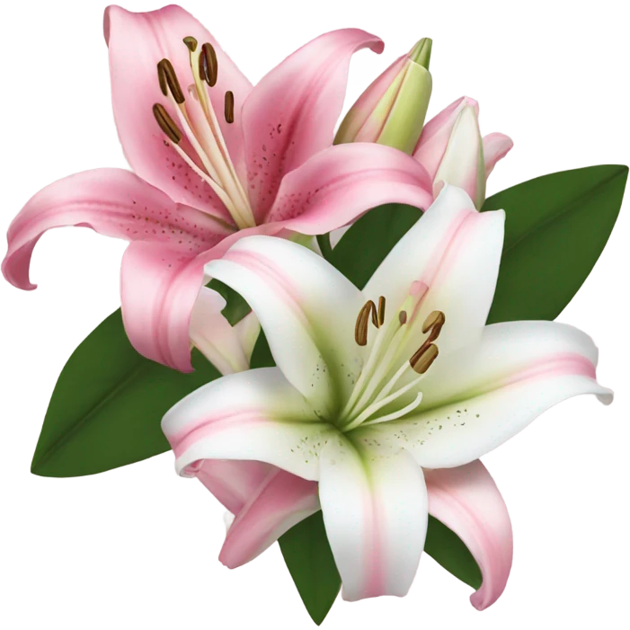 pink and white lilies and roses emoji
